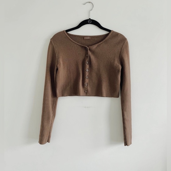 Cardigan Brown Athelia Knit Top Brandy Melville Sweaters Brandy